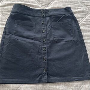 LOFT Charcoal Button-Front Skirt
